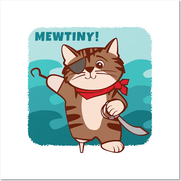 Pirate Cat Mutiny Mewtiny Wall Art by Sue Cervenka